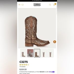 Gold glitter inlay square toe boots